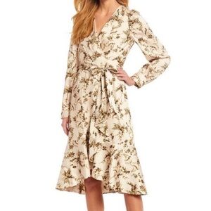🥒 Antonio Melani Shira Floral Faux Wrap Long Sleeve Mini Midi Dress 2 S *NO BELT